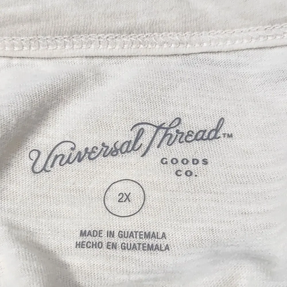 Universal Thread Casual Tshirt 2X Ivory I Write My Own Story Logo